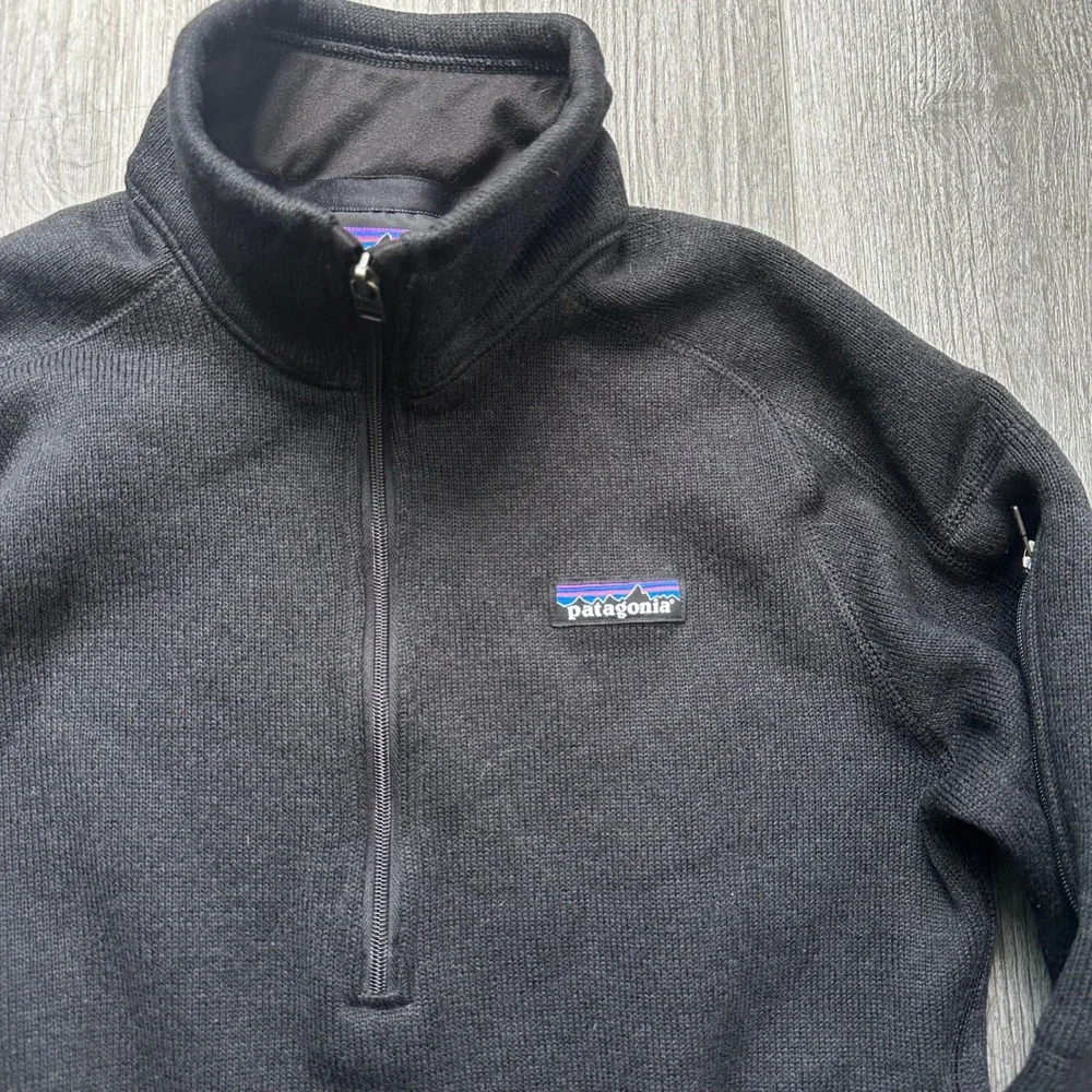 Patagonia Black Fleece 1/4 Zip Pullover Women's Medium Better Sweater - Picture 2 of 6